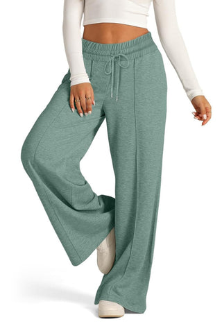 Drawstring Elastic Waist Wide Leg Pants - Divacious