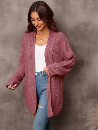 Warm Fall Mixed Knit Open Front Longline Cardigan Divacious