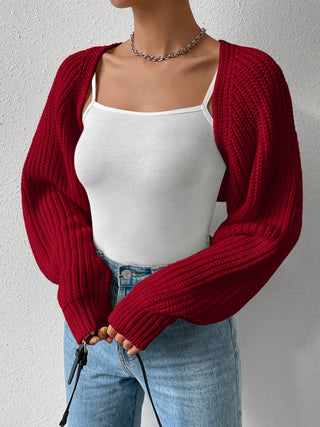 Open Front Long Sleeve Cropped Cardigan - Divacious