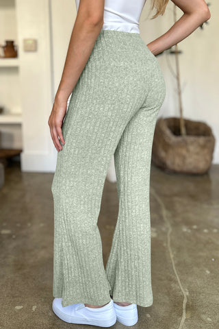 Ribbed High Waist Flare Pants Divacious