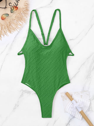 Backless Spaghetti Strap One-Piece Swimwear Divacious