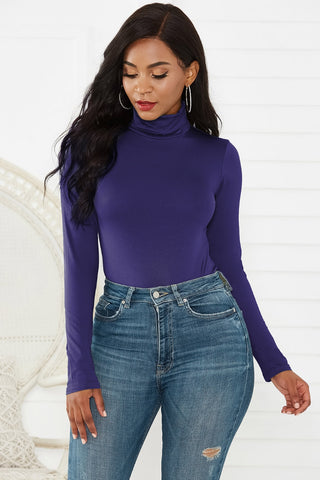 Turtleneck Long Sleeve Bodysuit Divacious