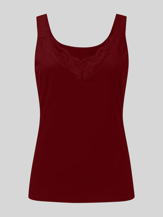 Full Size Lace Detail Sweetheart Neck Tank Divacious