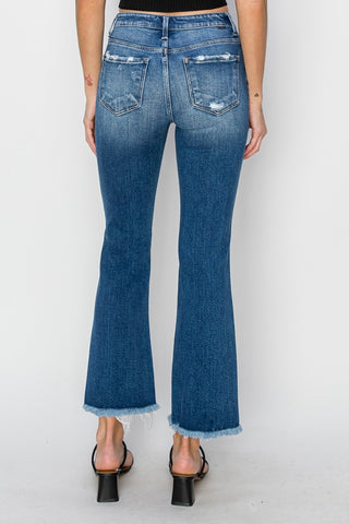 Full Size Frayed Step Hem Ankle Straight Jeans Divacious