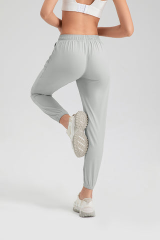 Elastic Waist Active Pants with Pockets Trendsi