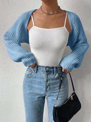 Open Front Long Sleeve Cropped Cardigan - Divacious