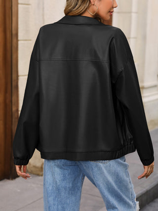 Zip Up Dropped Shoulder Jacket Divacious