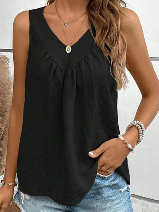 Ruched V-Neck Wide Strap Tank Divacious