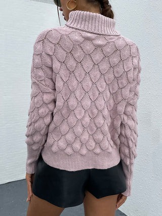 Turtle Neck Ribbed Long Sleeve Sweater Divacious