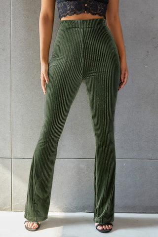 Ribbed High Waist Flare Pants Divacious