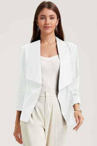 Ruched Open Front Blazer Divacious