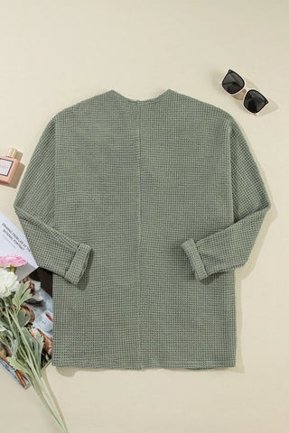 Waffle-Knit Open Front Long Sleeve Cover Up Divacious