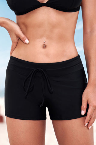 Full Size Run Contrast Drawstring Swim Bottoms Divacious